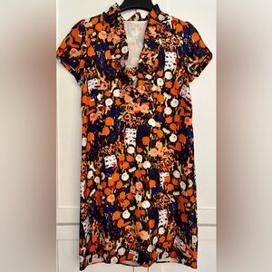 J.Crew Watercolor Silk Ruffle Dress